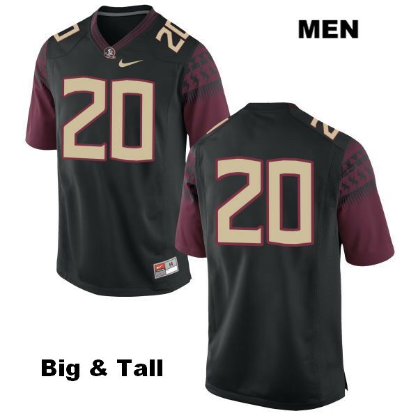 Men's NCAA Nike Florida State Seminoles #20 Bobby Lyons II College Big & Tall No Name Black Stitched Authentic Football Jersey HJM7669QG